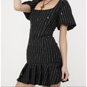 I.AM.GIA Chelsey Dress Revolve Mini Black Pinstripe Boning Corset NWT - Small